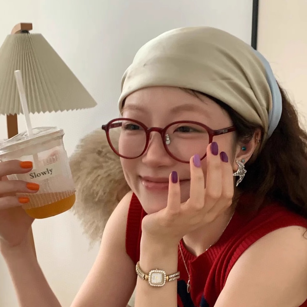 安可拉红色超轻TR显瘦圆框光学镜复古时髦方圆脸近视女可配有度数