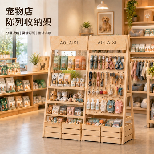 实木A字双面洞洞板宠物展示架