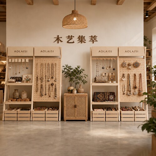 实木A字双面洞洞板宠物展示架
