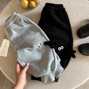 潮男女宝宝休闲裤 儿童卡通加绒卫裤 小童束脚老爹裤 新款 加厚 秋冬装
