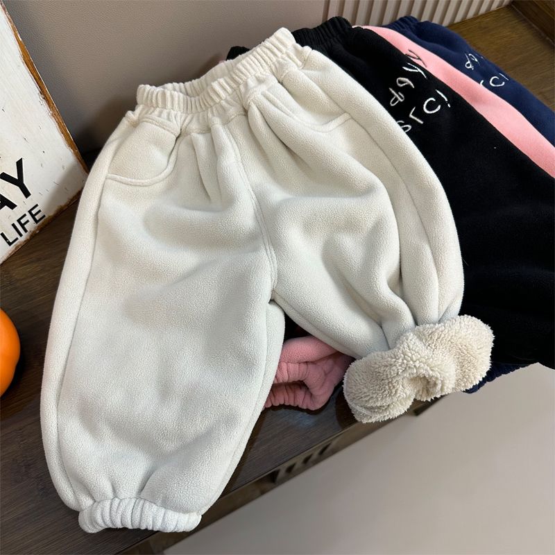 婴儿加绒加厚一体绒裤子