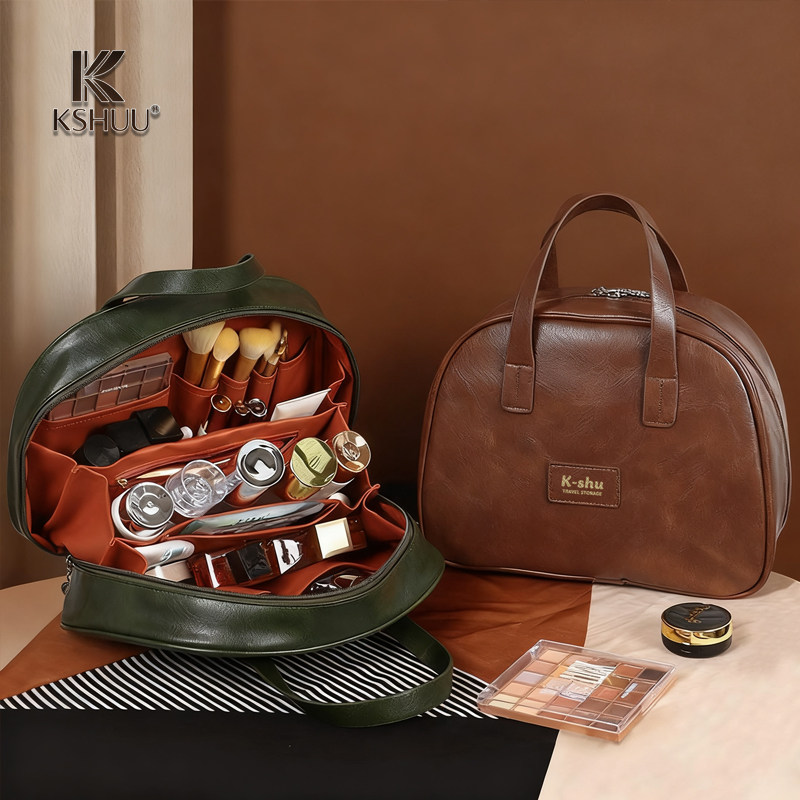 2026新款油蜡皮复古化妆包女大容量高级感便携旅行收纳包洗漱包,收纳整理,化妆包,淘宝优惠券,粉丝福利购,淘宝优惠卷