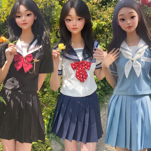 基础款 原创校供水手服日系jk制服女显瘦正版 百褶裙中间服学生校服