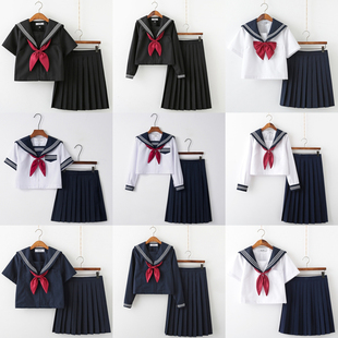 日系正统基础款 JK制服中间服软妹水手服女夏季 学院风班服中裙套装