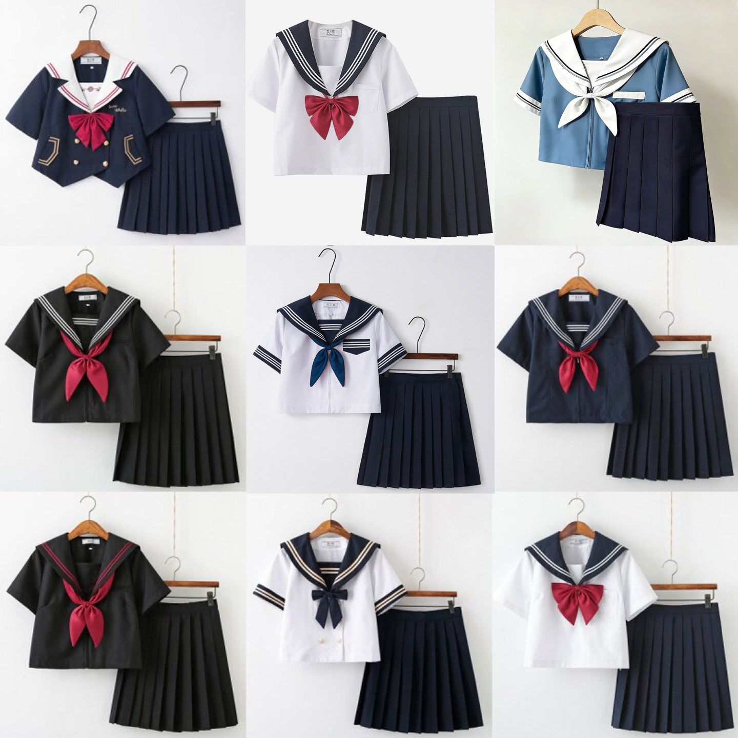 原创日系软妹刺绣JK制服夏季水手服套装学院风女生班服短裙学生装