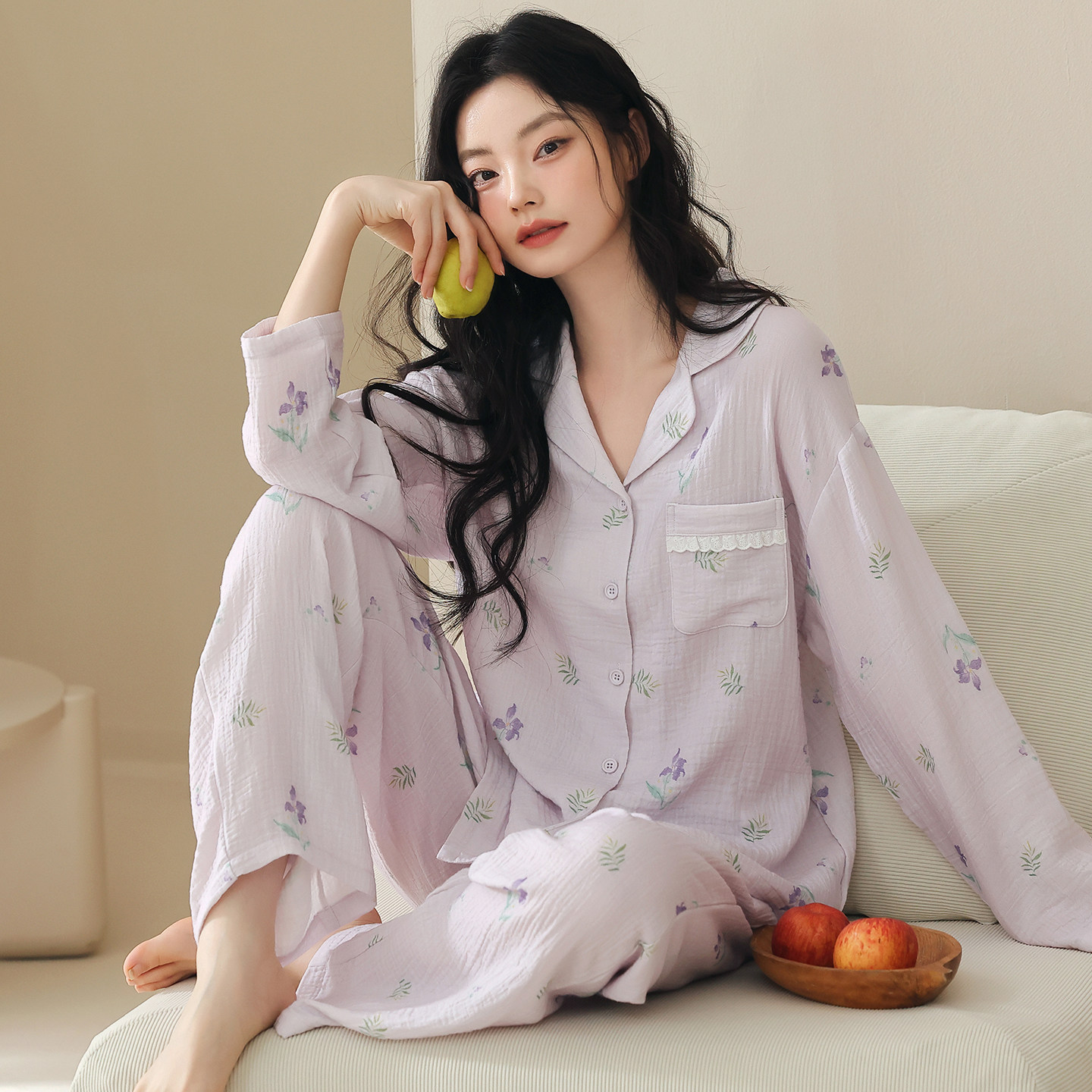 浪莎女士纯棉家居服全棉吸汗