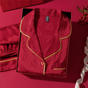 浪莎本命年红色睡衣女冰丝长袖春夏季2026新款结婚真丝高级感礼盒