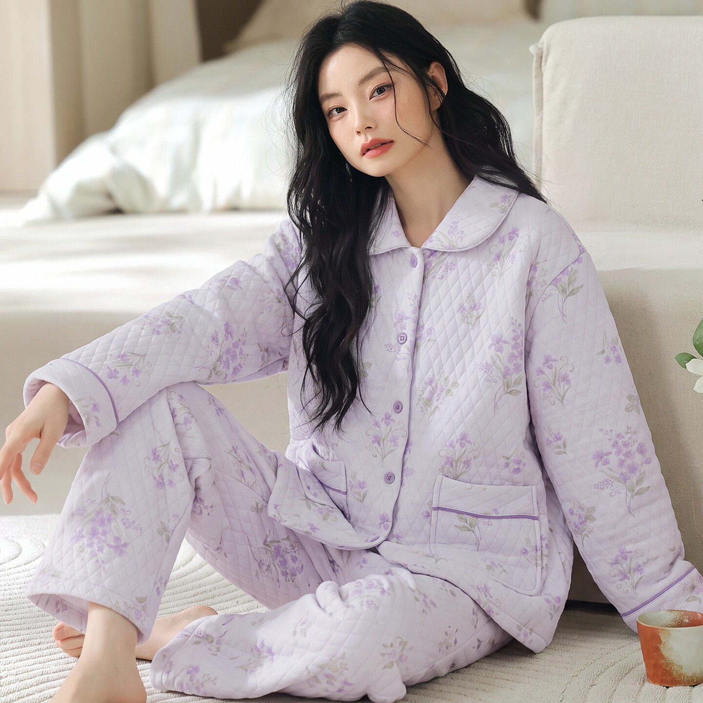 浪莎女士纯棉保暖秋冬款家居服