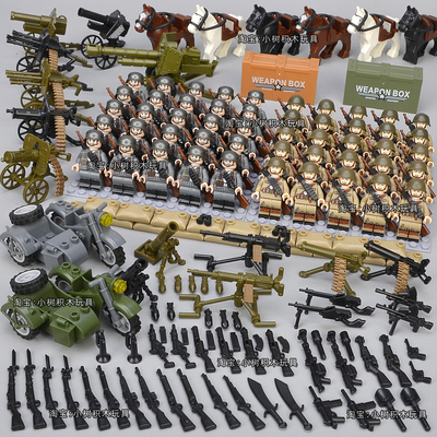 军事积木二战德军八路军拼装积木