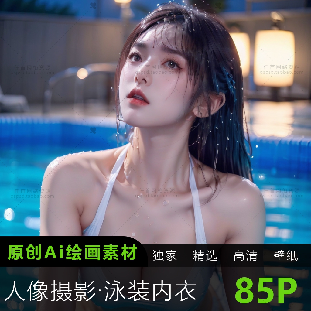 AI绘画泳装内衣摄影写真美女素材人像高级写实照片手机电脑壁纸4K