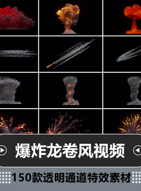 电影爆炸龙卷风海啸流星闪电特效视频素材MOV透明通道Bigfilms