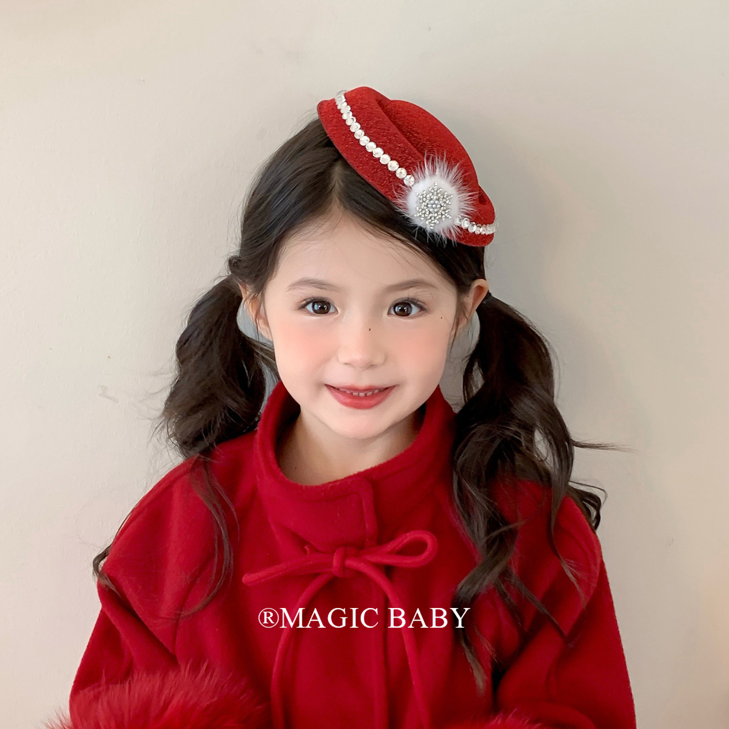 儿童闪钻雪花毛球小礼帽发夹细闪红色新年头饰过年喜庆氛围感帽子,童装/婴儿装/亲子装,发饰,淘宝优惠券,粉丝福利购,淘宝优惠卷