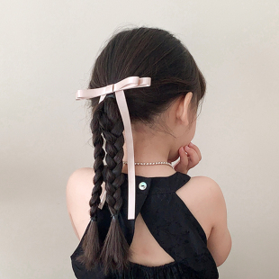 儿童芭蕾风粉色丝带蝴蝶结发夹韩系女童发饰女宝发饰生日头饰夹子