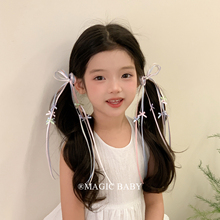 森系公主长飘带蝴蝶结发夹儿童对夹女童芭蕾夹子发饰宝宝发卡头饰