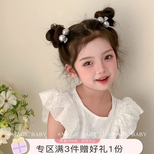 魔丽宝贝甜酷银色蝴蝶结小球发圈