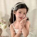 超仙珍珠花瓣水晶流苏发箍女童生日头饰儿童发饰精致公主表演发卡