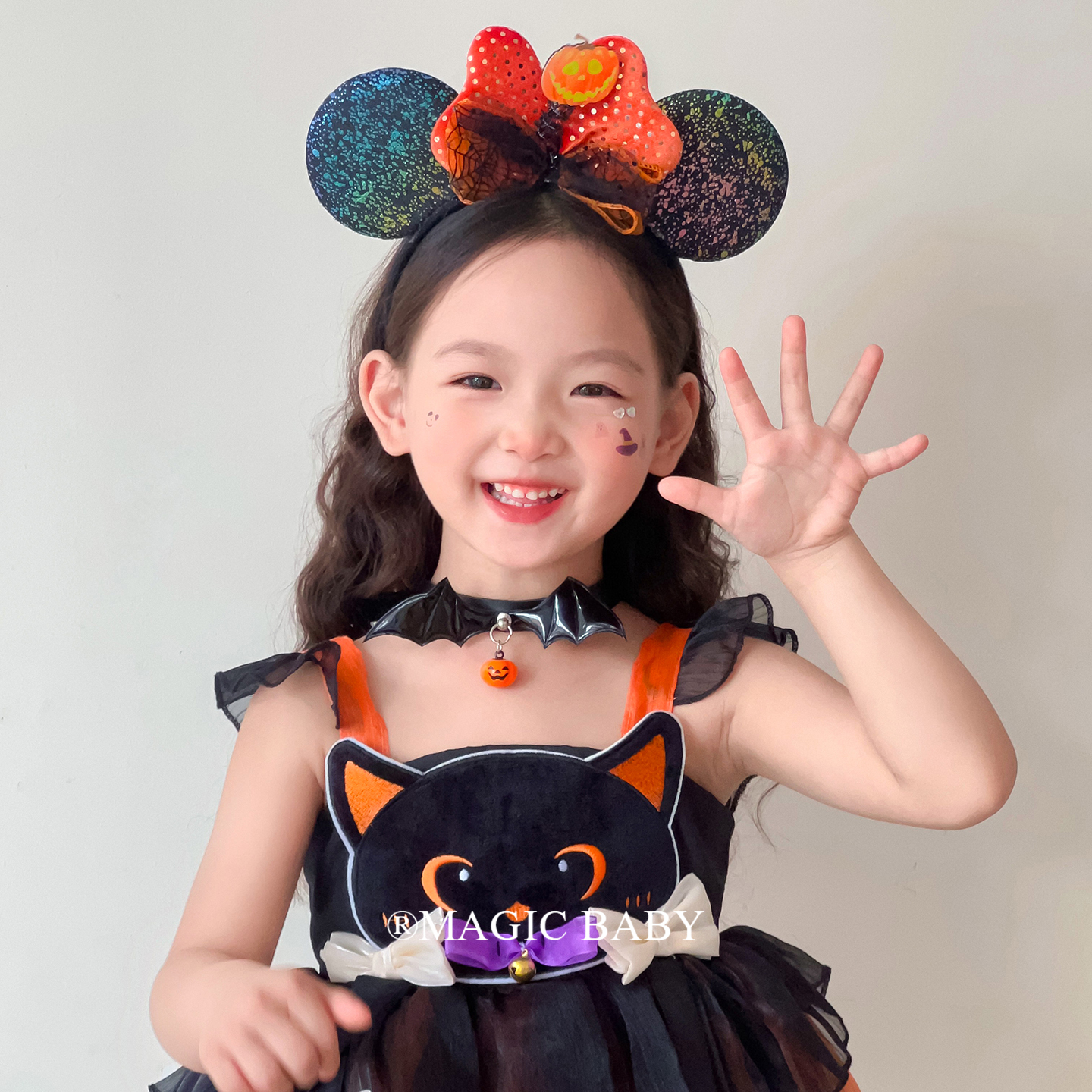 可爱立体黄色南瓜蝴蝶结发箍儿童万圣节装扮头饰搞怪蜘蛛头箍发饰