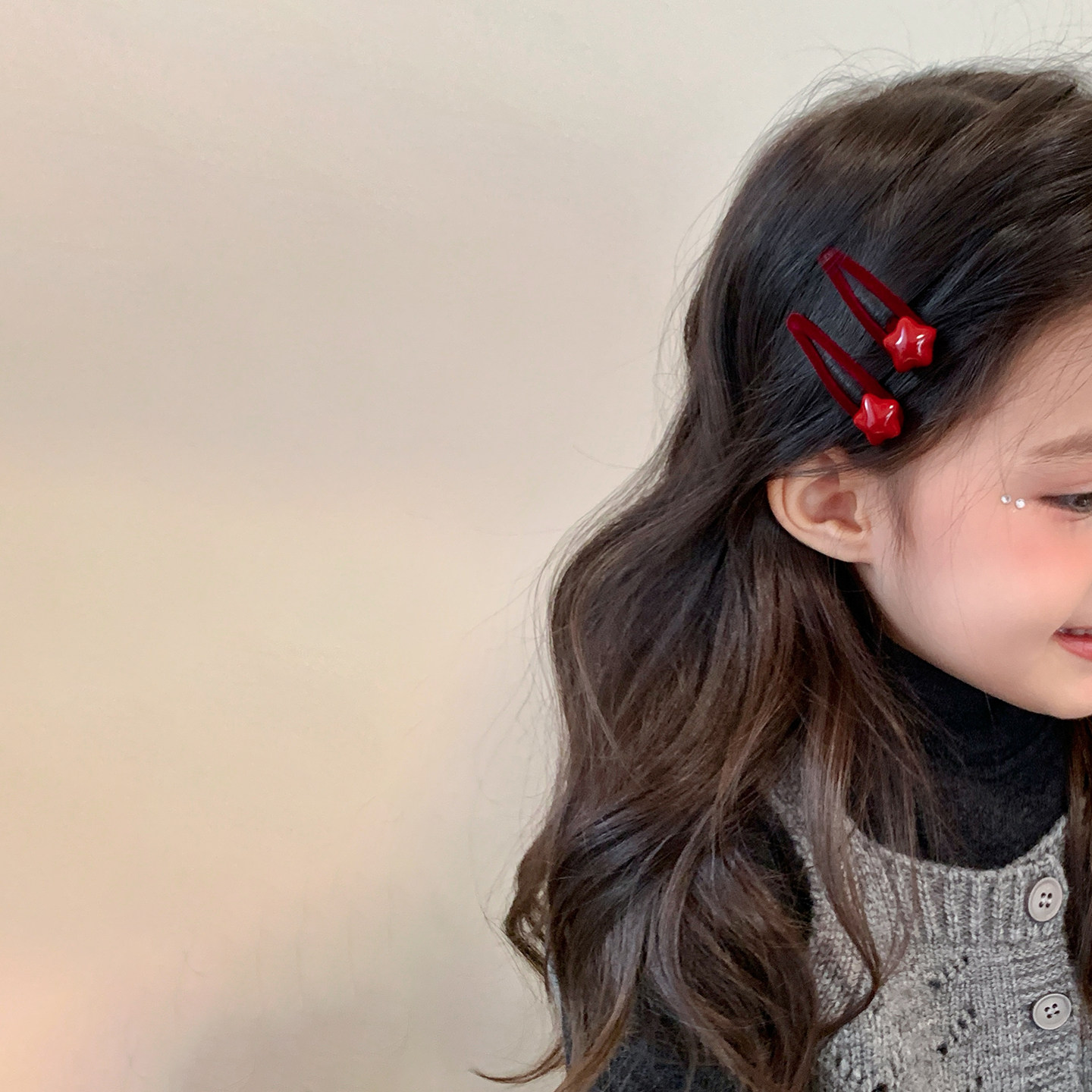 2个装 国庆节红色星星发夹宝宝水滴bb夹儿童碎发刘海夹子中秋头饰