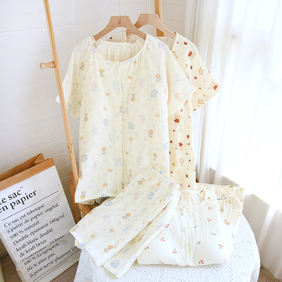 夏季薄款带胸垫短袖家居服宽松