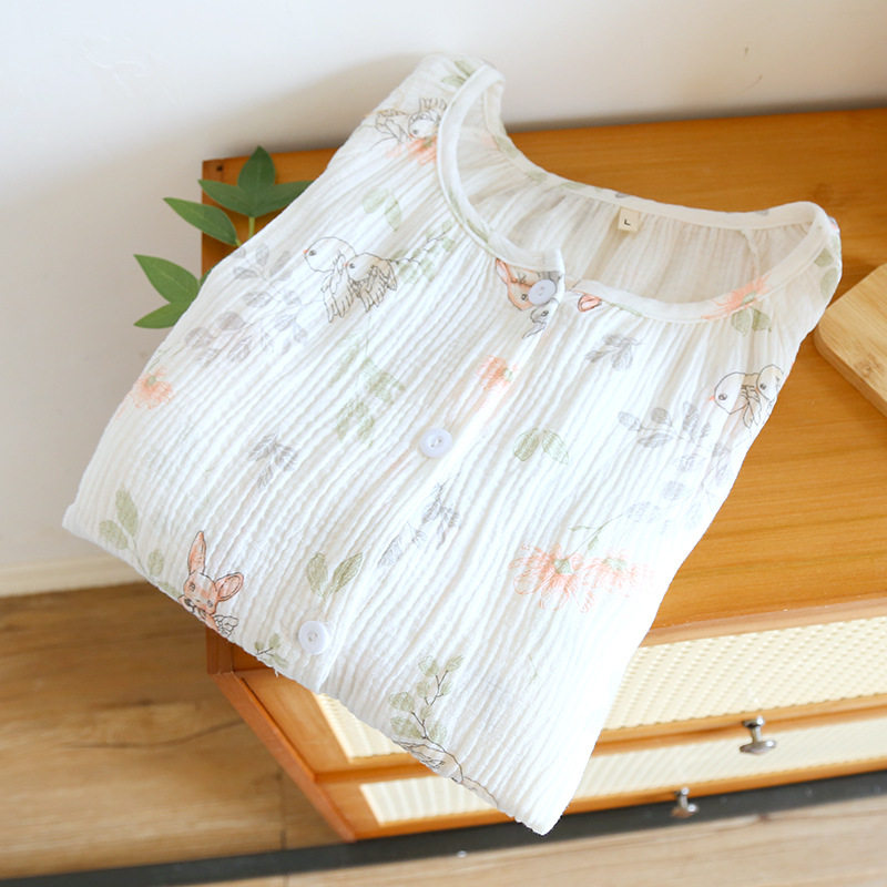 孕妇睡裙带胸垫纯棉纱布春秋夏季产房产后哺乳裙长袖月子服待产裙
