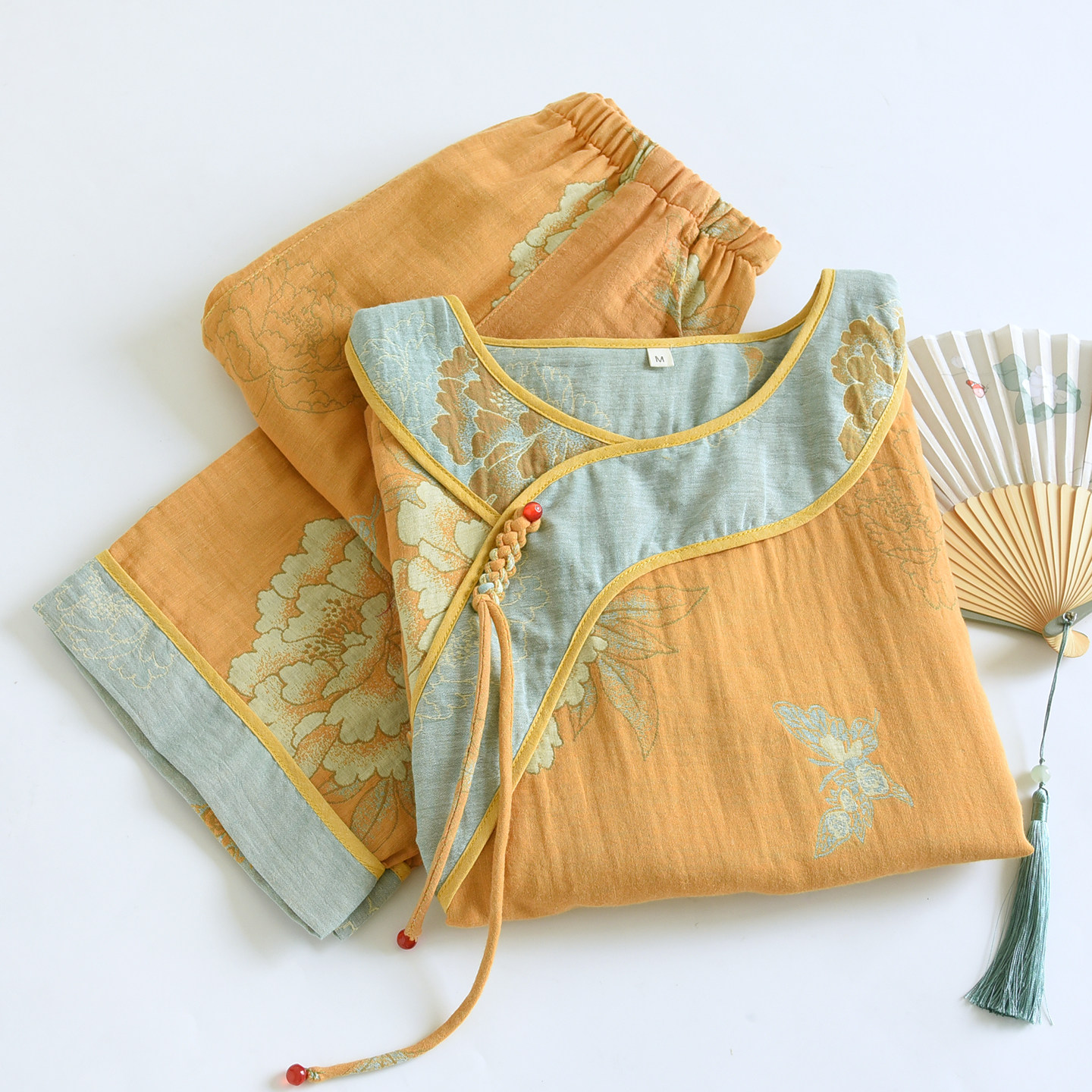 国风色织纯棉睡衣女纱布提花新中式盘扣套装春秋长袖家居服可外穿,女士内衣/男士内衣/家居服,睡衣/家居服套装,淘宝优惠券,粉丝福利购,淘宝优惠卷