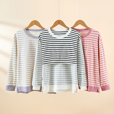 莱卡棉带胸垫长袖上衣可外穿