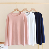 全棉宽松家居服上装 大码 睡衣长袖 日系简约纯棉单件上衣女春秋季