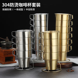 韩式 不锈钢儿童水杯幼儿园宝宝杯双层隔热水杯露营户外收纳杯茶杯