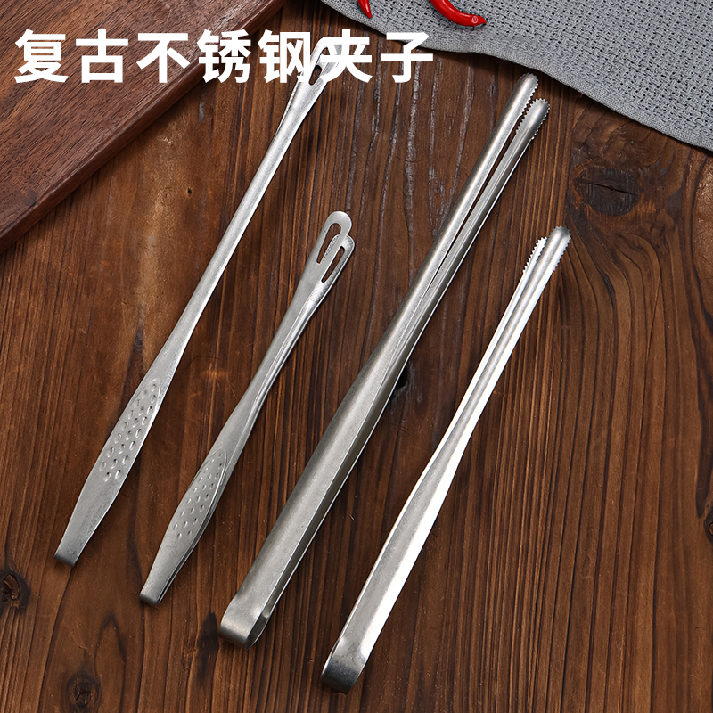 复古做旧304不锈钢烤肉夹子户外