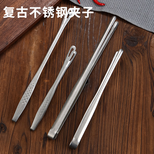 复古做旧304不锈钢烤肉夹子户外