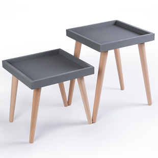 凌虹正方形花盆托盘仿水泥木架实木简约北欧风格接水底盘底座家用