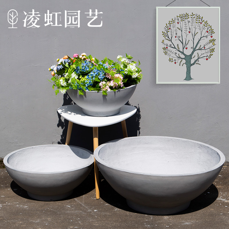 凌虹碗型圆形绿植简约风水泥花盆