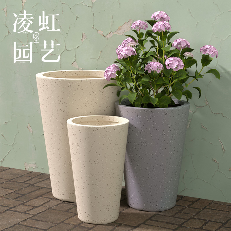 砂岩质感轻奢高级感高筒花盆