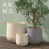 圆形水泥花盆轻奢高级感镁泥花盆酒杯绿植盆栽简约阳台客厅百合竹