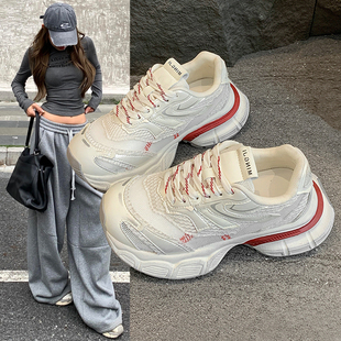 复古厚底老爹鞋女款2026春夏新款透气增高轻便运动鞋显脚小休闲鞋