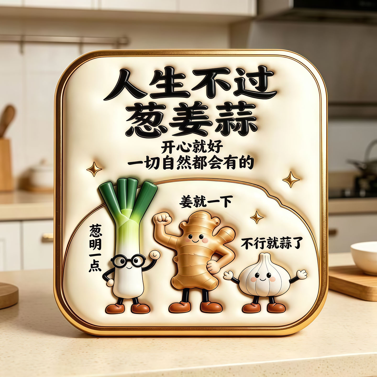 人生不过葱姜蒜平面磁吸冰箱贴