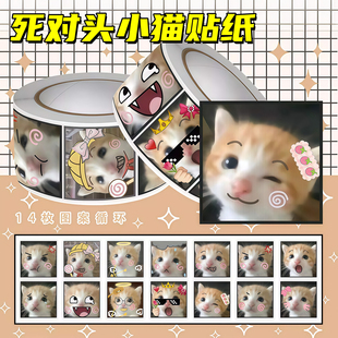 死对头小猫贴纸萌宠表情包卷卷贴儿童手账装饰贴学生教室整蛊道具