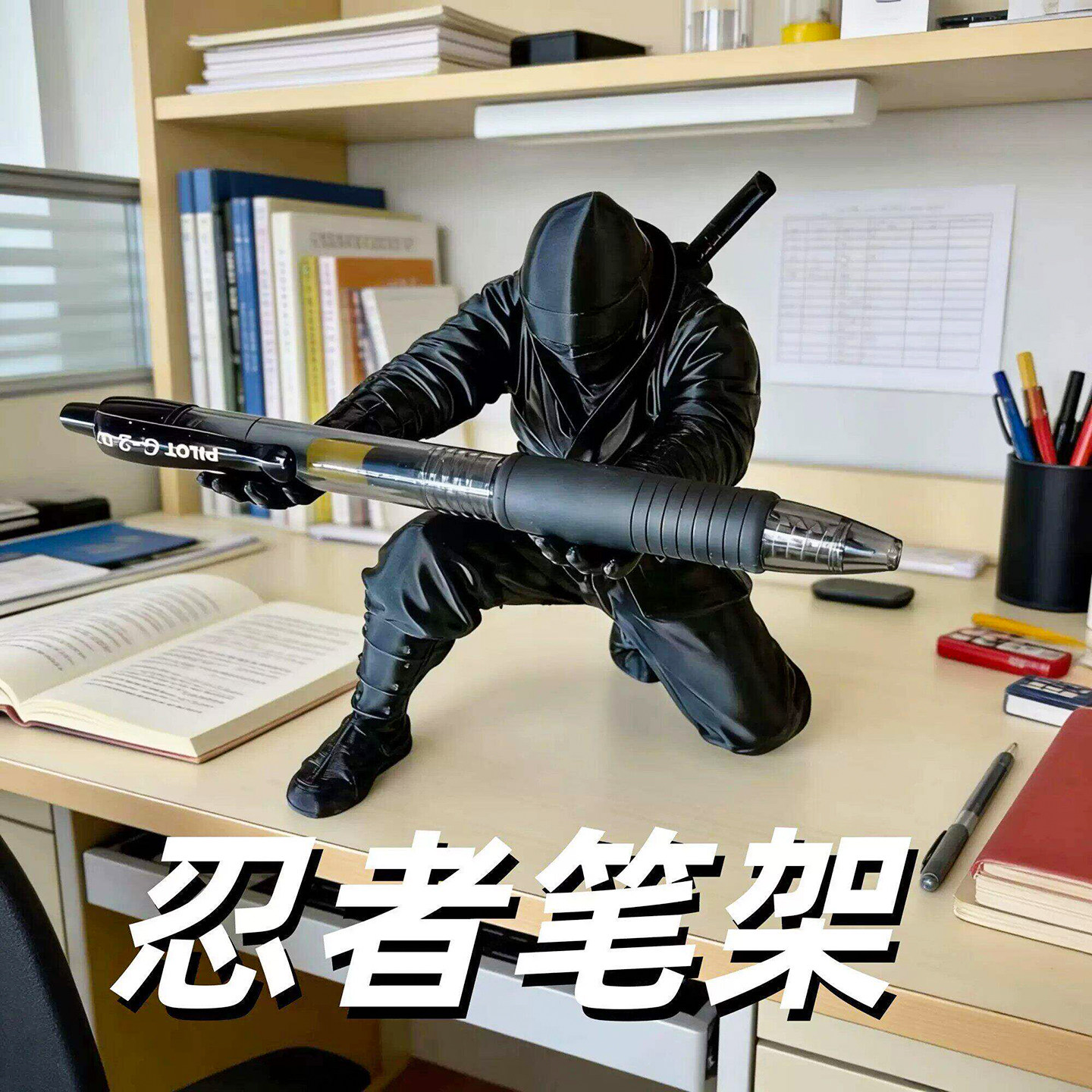 忍者3D打印笔架笔筒桌面摆件手办