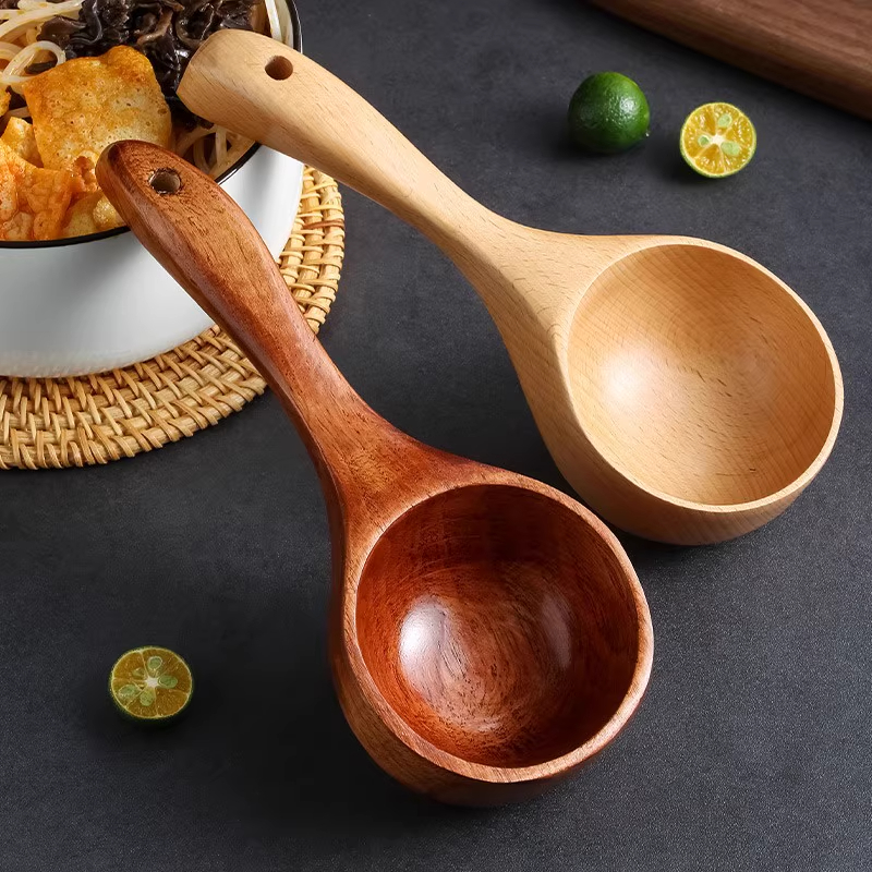 日式大汤勺木勺子吃播嗦粉喝汤勺