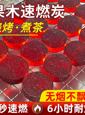 速燃炭烧烤碳木炭无烟碳果木炭家用室内烤火户外煤球围炉煮茶炉子