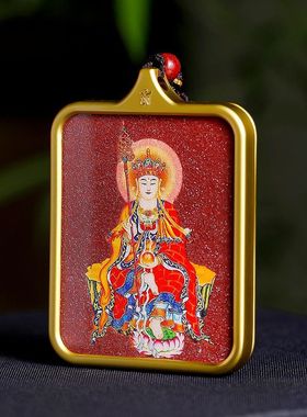 九华山地藏王高含量朱砂手绘唐卡吊坠男女护身项链挂件随身西藏饰