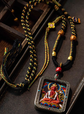 五台山朱砂菩萨藏式彩绘生肖本命佛吊坠唐卡项链八大守护神佛牌