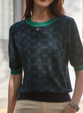 莱赛尔天丝中袖圆领上衣舒适柔软女装时尚大气女68916