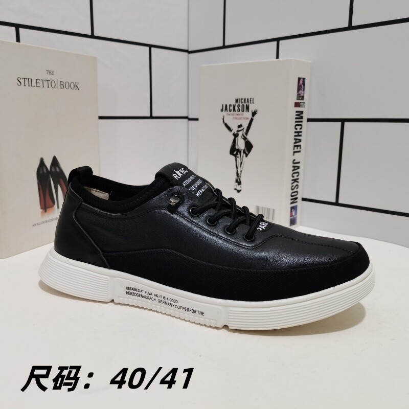 外贸真皮断码男鞋松紧带休闲鞋
