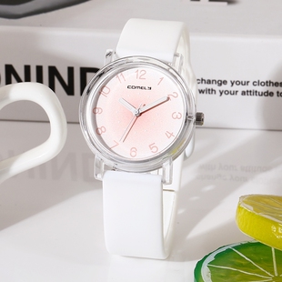 透明手表女款学生高颜值韩版简约可爱小清新舒适硅胶软带儿童手表