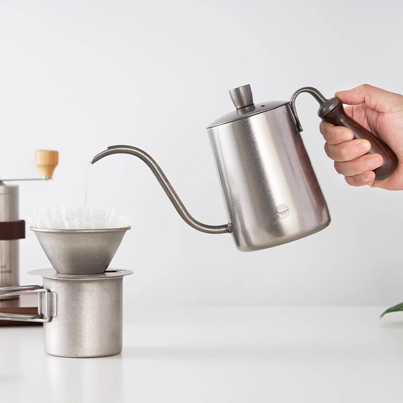 CAFEDE KONA 家用304不锈钢木柄手冲单品咖啡壶长嘴细口壶 600ML