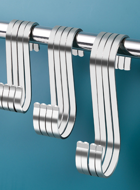 304不锈钢s型挂钩厨房浴室无痕s勾晒香肠腊肉子门后挂衣强力承重