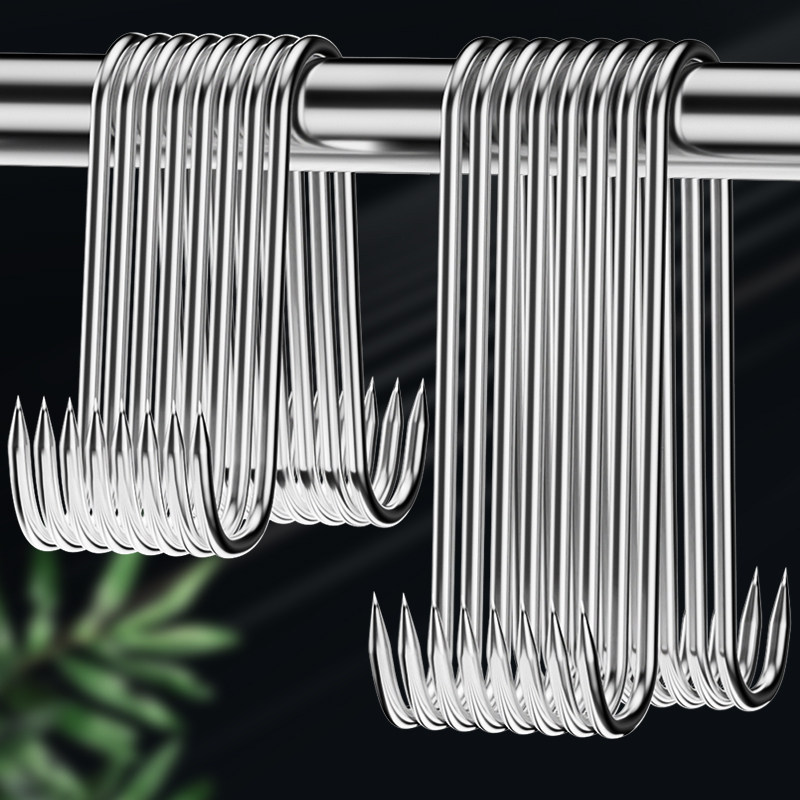 双头腊肉挂钩不锈钢香肠烤鸭挂勾户外晒牛肉干咸鱼神器加粗挂肉钩