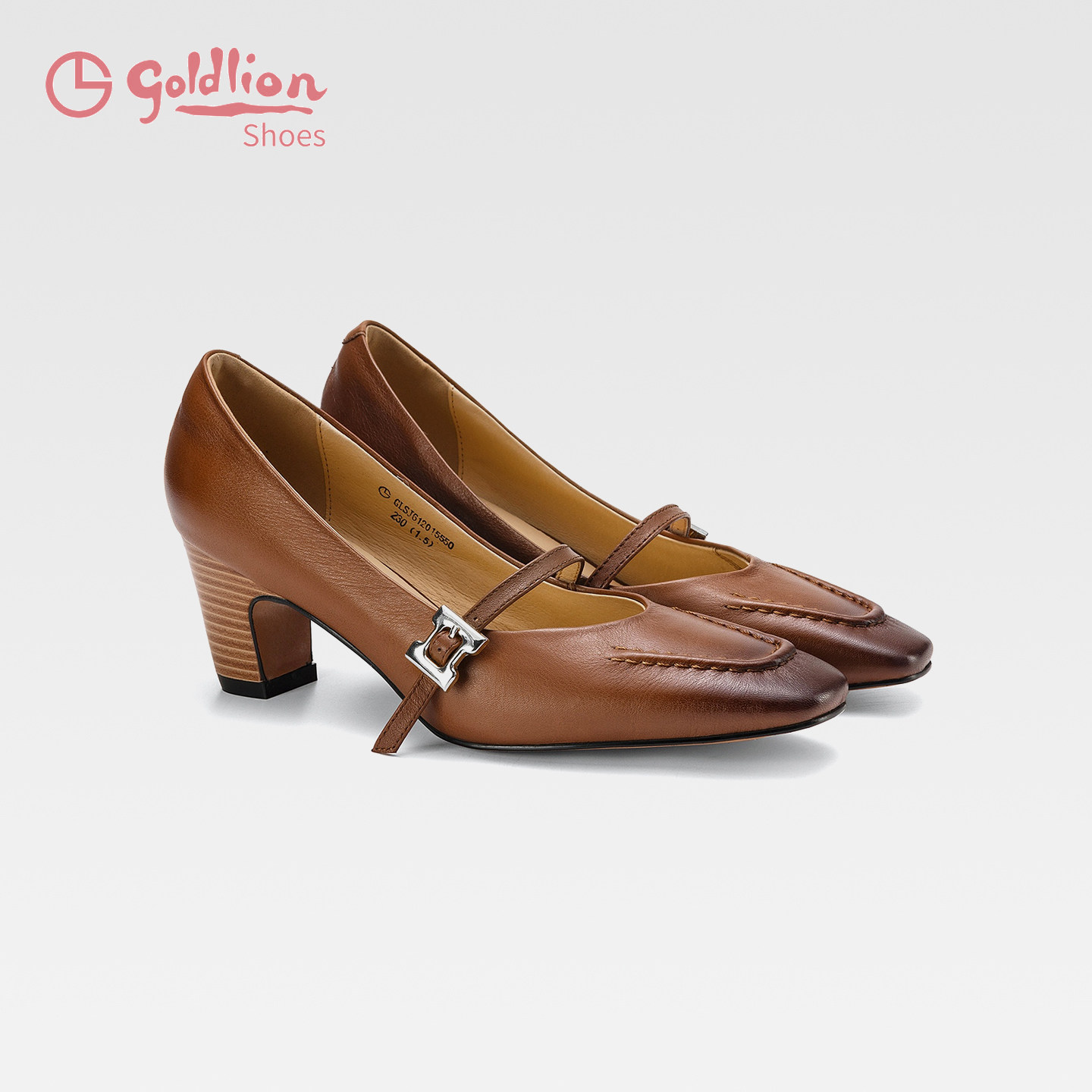 金利来2026新款春季方头高跟小皮鞋复古粗跟单鞋女一字带玛丽珍SJ