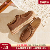 女秋季 新款 女鞋 金利来休闲袋鼠鞋 舒适软底百搭圆头4cm厚底勃肯鞋